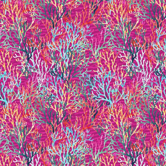 Fabric Editions Pink Deep Sea Coral Cotton Fabric